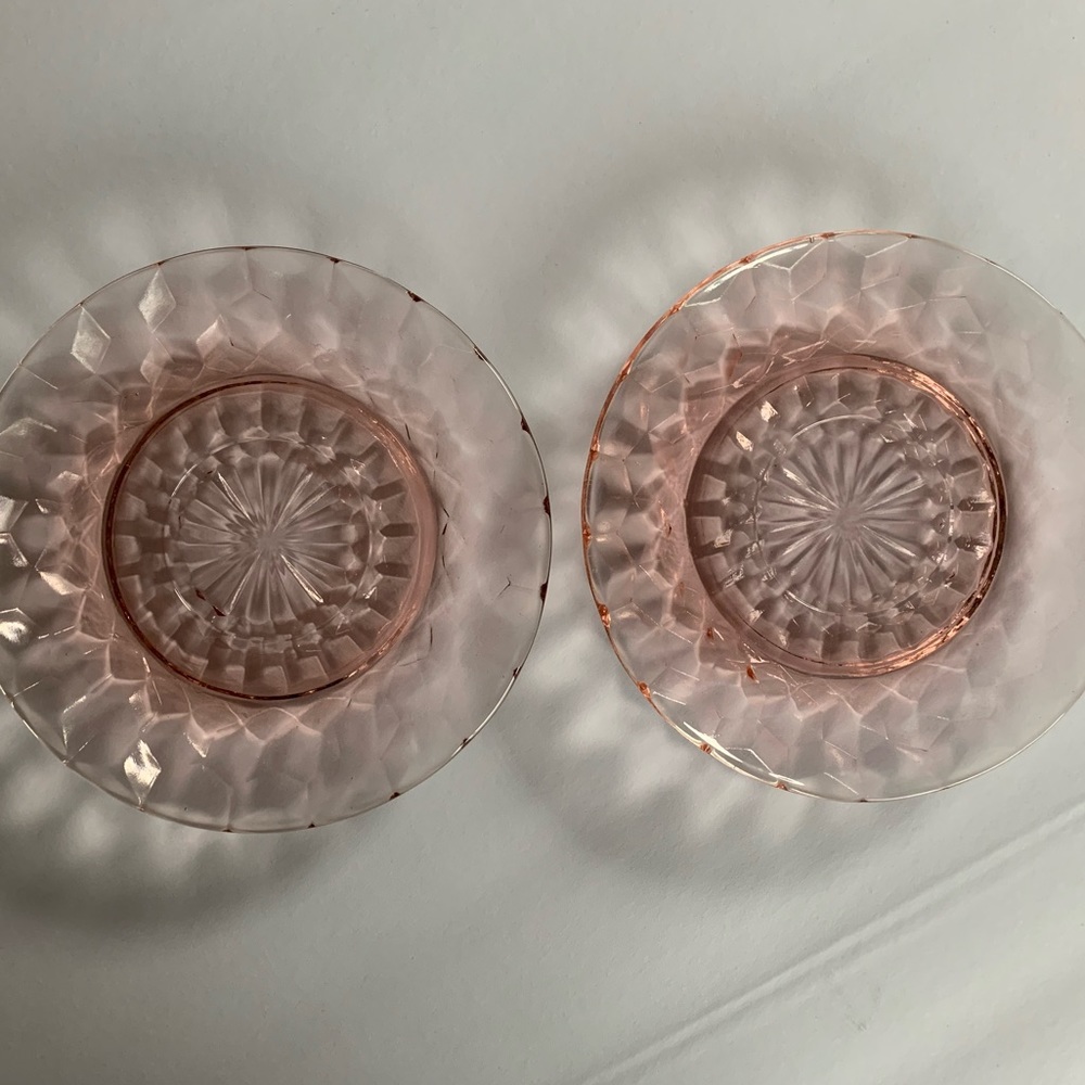 Set of Cubist pink saucers